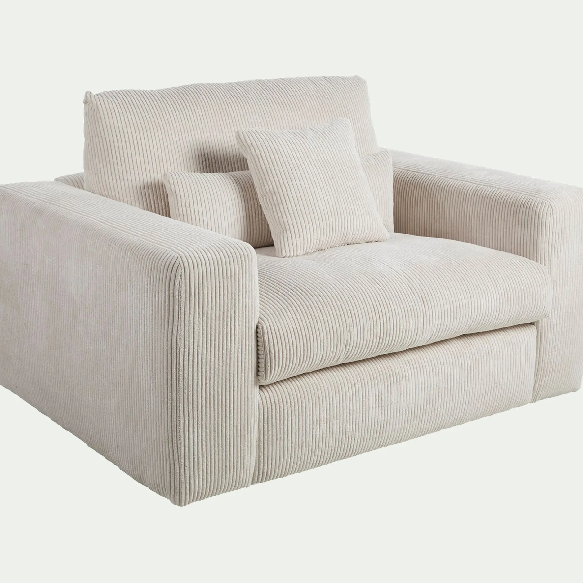 Fauteuil*alinea Fauteuil fixe en velours côtelé - roucas Beige