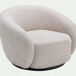 Fauteuil*alinea Fauteuil pivotant en tissu bouclette - Beige
