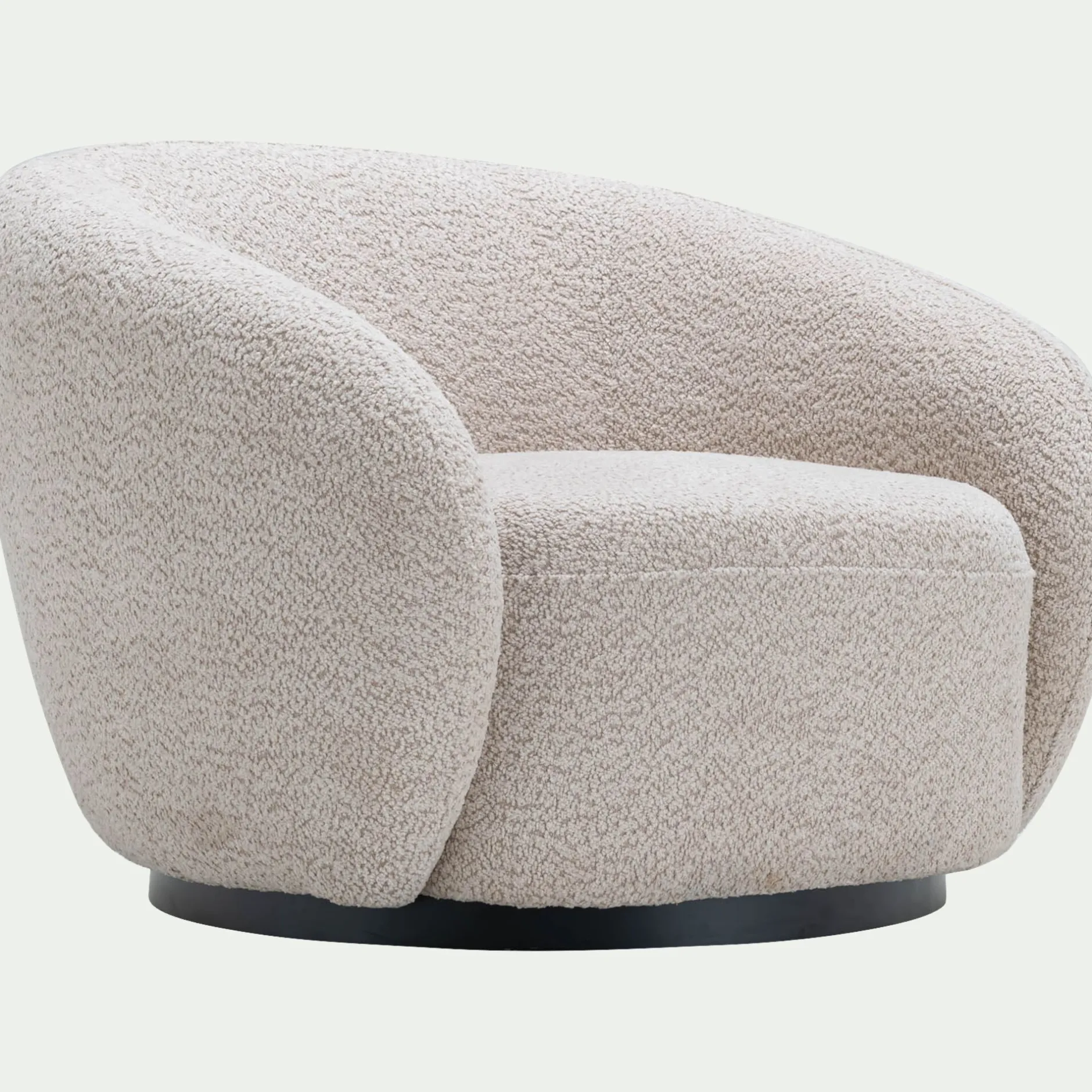 Fauteuil*alinea Fauteuil pivotant en tissu bouclette - Beige