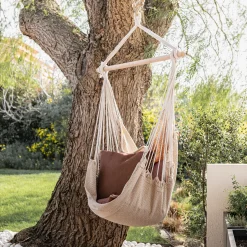 Pouf Exterieur|Fauteuil Suspendu*alinea Fauteuil suspendu motif losange en polycoton - Beige