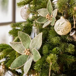 Suspension De Noël|Décoration À Suspendre*alinea Fleur à clip en feutre 23x21cm - Vert