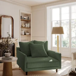 Fauteuil|Petit Canapé*alinea Grand fauteuil fixe en tissu monclar - cèdre Vert