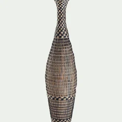 Vase*alinea Grand vase en bambou et jonc de mer tressé H84cm - Noir