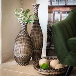 Vase*alinea Grand vase en bambou et jonc de mer tressé H84cm - Noir