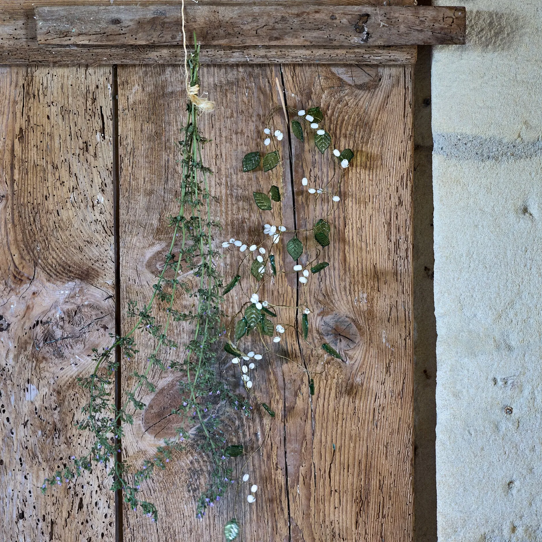 Guirlande De Noël*alinea Guirlande de Noël en feuilles en verre et perles L183cm - Vert