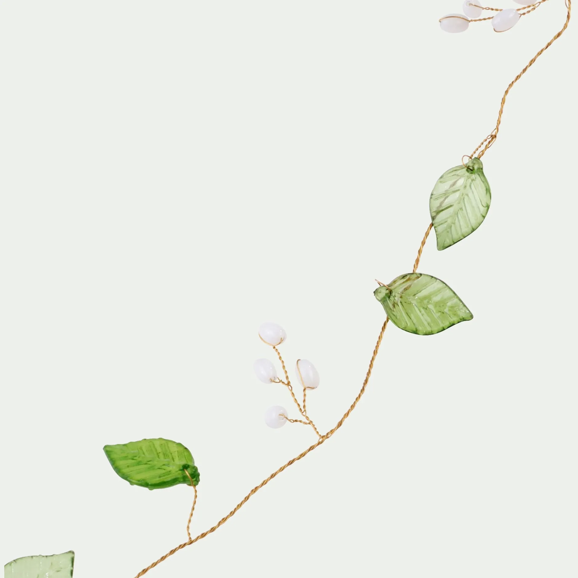 Guirlande De Noël*alinea Guirlande de Noël en feuilles en verre et perles L183cm - Vert