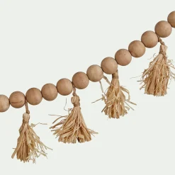 Guirlande Déco|Guirlande Déco*alinea Guirlande perles de bois et pompons en raphia - L155cm Naturel