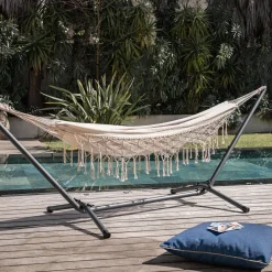 Hamac*alinea Hamac en coton avec finition en macramé - blanc ventoux