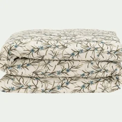 Housse De Couette*alinea Housse de couette à motif végétal en percale de coton 240x220cm - Blanc