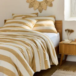 Parure De Lit*alinea Housse de couette à rayures en coton flammé lavé 240x220cm - Jaune
