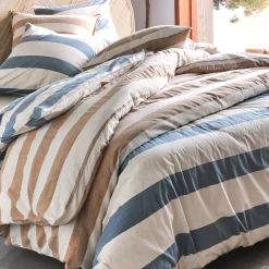 Parure De Lit*alinea Housse de couette à rayures en coton flammé lavé 240x220cm - Jaune