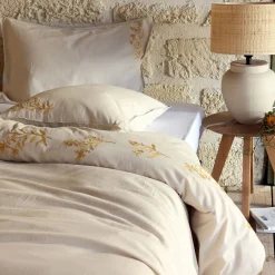 Housse De Couette*alinea Housse de couette brodée en lin lavé et coton 260x240cm - Blanc