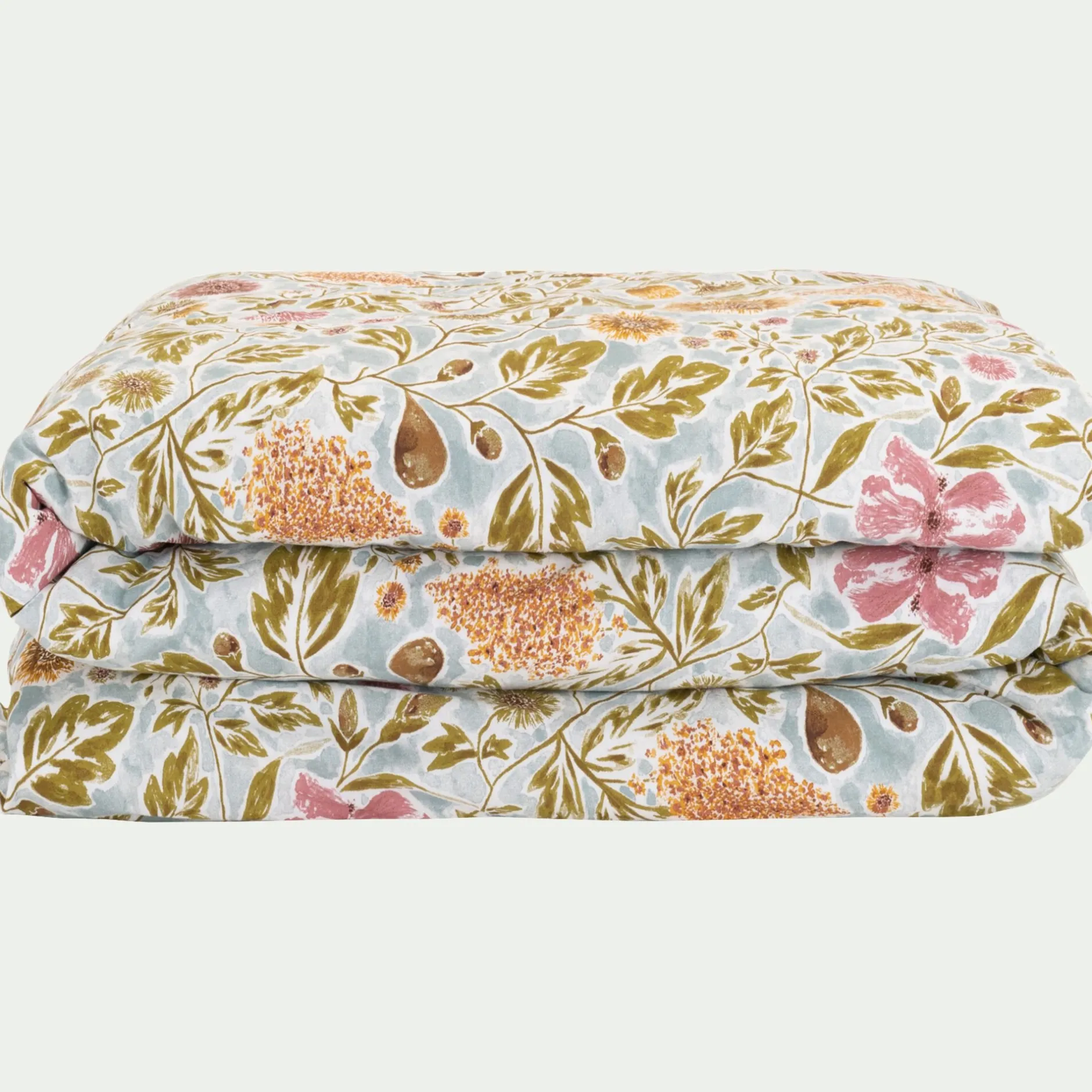 Housse De Couette*alinea Housse de couette en coton lavé motif floral 240x220cm - Bleu