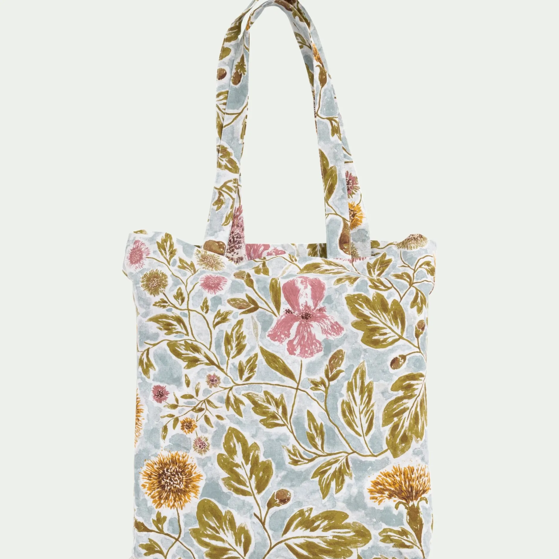 Housse De Couette*alinea Housse de couette en coton lavé motif floral 240x220cm - Bleu