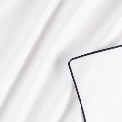 Housse De Couette*alinea Housse de couette en percale de coton 260x240cm liseré tressé bleu calabrun - Blanc