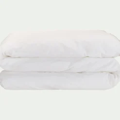 Housse De Couette*alinea Housse de couette en percale de coton 260x240cm liseré tressé beige alpilles - Blanc