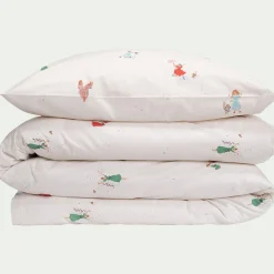 Bureau Enfant|Linge De Lit Enfant*alinea Housse de couette enfant 140x200cm et 1 taie d'oreiller 63x63cm motif princesse en coton - Blanc