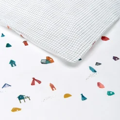 Bureau Enfant|Linge De Lit Enfant*alinea Housse de couette enfant 120x140cm et 1 taie d'oreiller 35x45cm - motifs cabanes Blanc