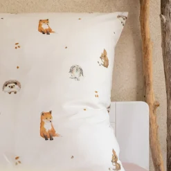 Bureau Enfant|Linge De Lit Enfant*alinea Housse de couette enfant 140x200cm et 1 taie d'oreiller 63x63cm motif animaux en coton - Blanc