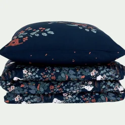 Bureau Enfant|Linge De Lit Enfant*alinea Housse de couette enfant 140x200cm et 1 taie d'oreiller 63x63cm - motifs bosquet nuit Bleu
