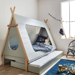 Bureau Enfant|Linge De Lit Enfant*alinea Housse de couette enfant 140x200cm et 1 taie d'oreiller 63x63cm - motifs bosquet nuit Bleu