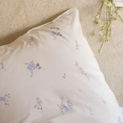 Bureau Enfant|Linge De Lit Enfant*alinea Housse de couette enfant 140x200cm et 1 taie d'oreiller 63x63cm motif floral en coton - ficelle Beige