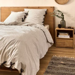 Housse De Couette*alinea Housse de couette 240x220cm en coton lavé à motif rayures - Blanc