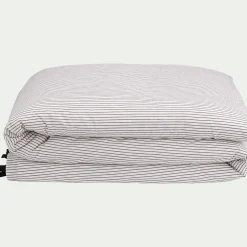 Housse De Couette*alinea Housse de couette 240x220cm en coton lavé à motif rayures - Blanc