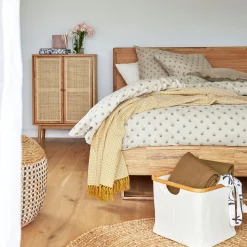 Parure De Lit*alinea Housse de couette 240x220cm et 2 taies d'oreiller 63x63cm motif floral en coton cretonne - Beige