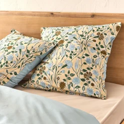 Parure De Lit*alinea Housse de couette 240x220cm et 2 taies d'oreiller 63x63cm en percale de coton motif floral - Bleu
