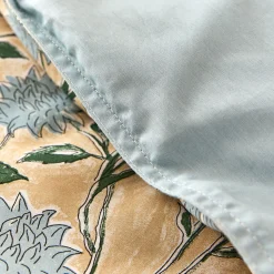 Parure De Lit*alinea Housse de couette 240x220cm et 2 taies d'oreiller 63x63cm en percale de coton motif floral - Bleu