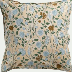 Parure De Lit*alinea Housse de couette 240x220cm et 2 taies d'oreiller 63x63cm en percale de coton motif floral - Bleu