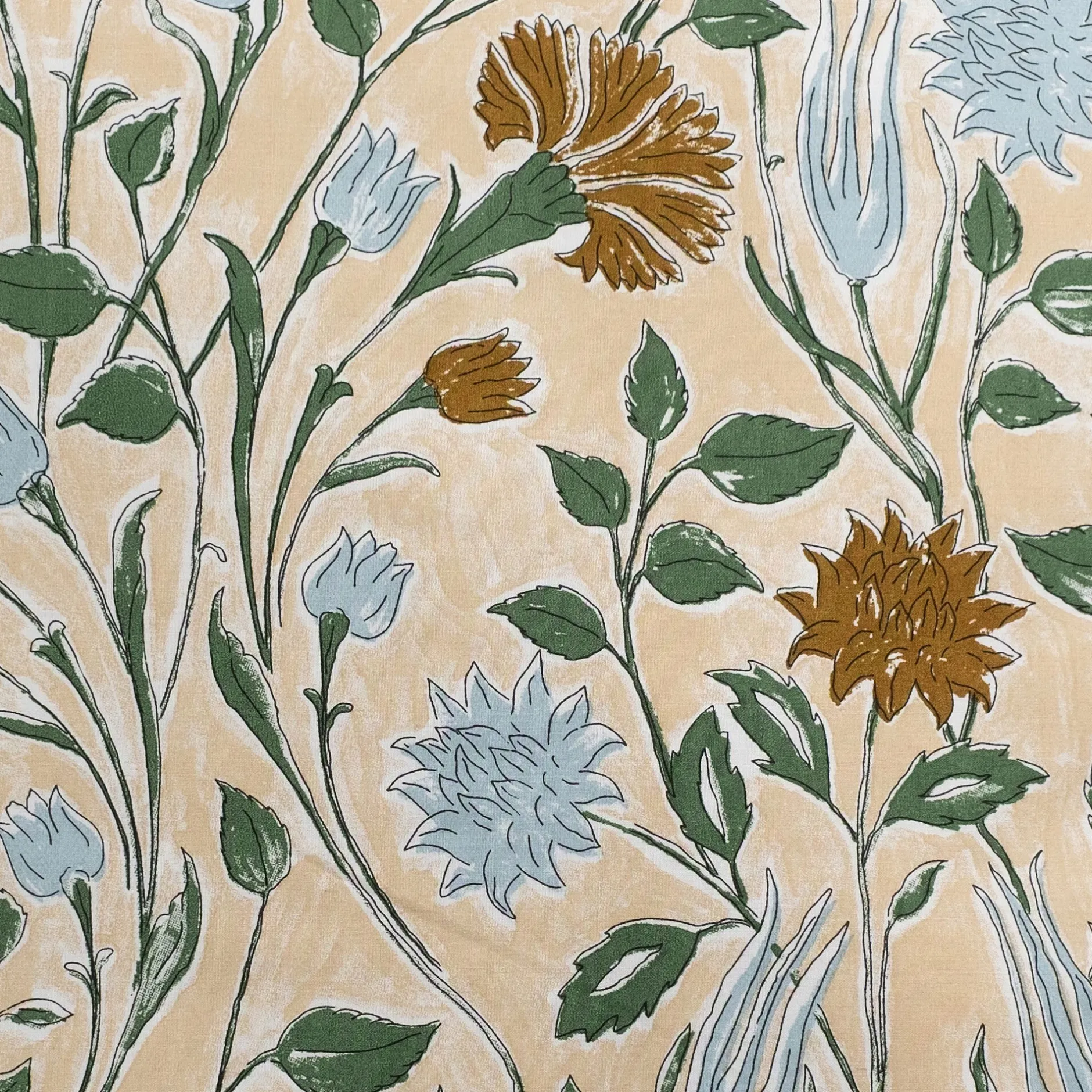 Parure De Lit*alinea Housse de couette 240x220cm et 2 taies d'oreiller 63x63cm en percale de coton motif floral - Bleu