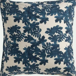 Parure De Lit*alinea Housse de couette 260x240cm et 2 taies d'oreiller 63x63cm en coton avec motif feuilles - Bleu