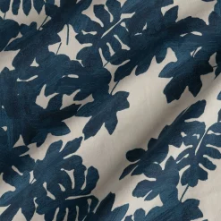 Parure De Lit*alinea Housse de couette 260x240cm et 2 taies d'oreiller 63x63cm en coton avec motif feuilles - Bleu