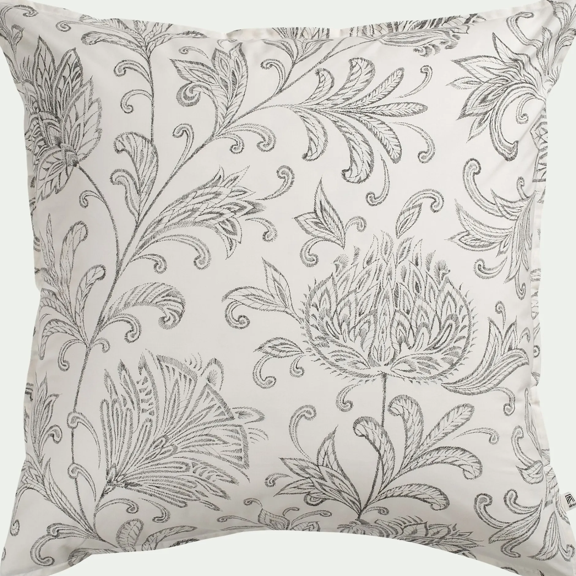 Parure De Lit*alinea Housse de couette 240x220cm et 2 taies d'oreiller 63x63cm en percale de coton motif floral - Blanc