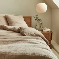 Parure De Lit*alinea Housse de couette 240x220cm et 2 taies d'oreiller 63x63cm en double gaze de coton - alpilles Beige