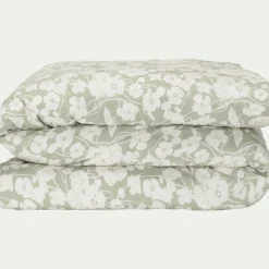 Parure De Lit*alinea Housse de couette 240x220cm et 2 taies d'oreiller 63x63cm en coton motif floral - Vert