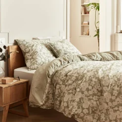 Parure De Lit*alinea Housse de couette 240x220cm et 2 taies d'oreiller 63x63cm en coton motif floral - Vert