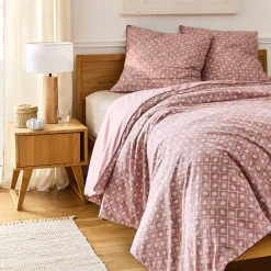 Parure De Lit*alinea Housse de couette 260x240cm et 2 taies d'oreiller 63x63cm en coton lavé - Rose