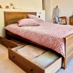 Parure De Lit*alinea Housse de couette 260x240cm et 2 taies d'oreiller 63x63cm en coton lavé - Rose