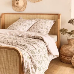 Parure De Lit*alinea Housse de couette 240x220cm et 2 taies d'oreiller 63x63cm en coton motif baroque - Blanc