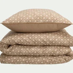Parure De Lit*alinea Housse de couette 260x240cm et 2 taies d'oreiller 63x63cm en coton lavé - Beige