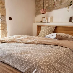 Parure De Lit*alinea Housse de couette 260x240cm et 2 taies d'oreiller 63x63cm en coton lavé - Beige