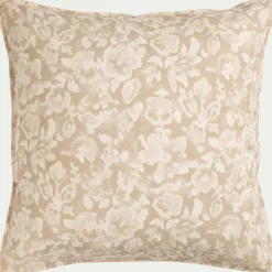 Parure De Lit*alinea Housse de couette 240x220cm et 2 taies d'oreiller 63x63cm en percale de coton motif floral - Beige