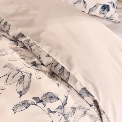 Parure De Lit*alinea Housse de couette 240x220cm et 2 taies d'oreiller 63x63cm en percale de coton motif végétal - Bleu
