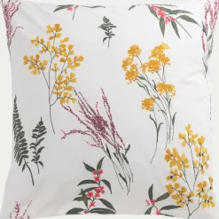 Parure De Lit*alinea Housse de couette 240x220cm et 2 taies d'oreiller 63x63cm en percale de coton lavé motif floral - Jaune