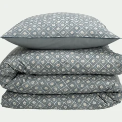 Parure De Lit*alinea Housse de couette 240x220cm et 2 taies d'oreiller 63x63cm en coton lavé - Bleu