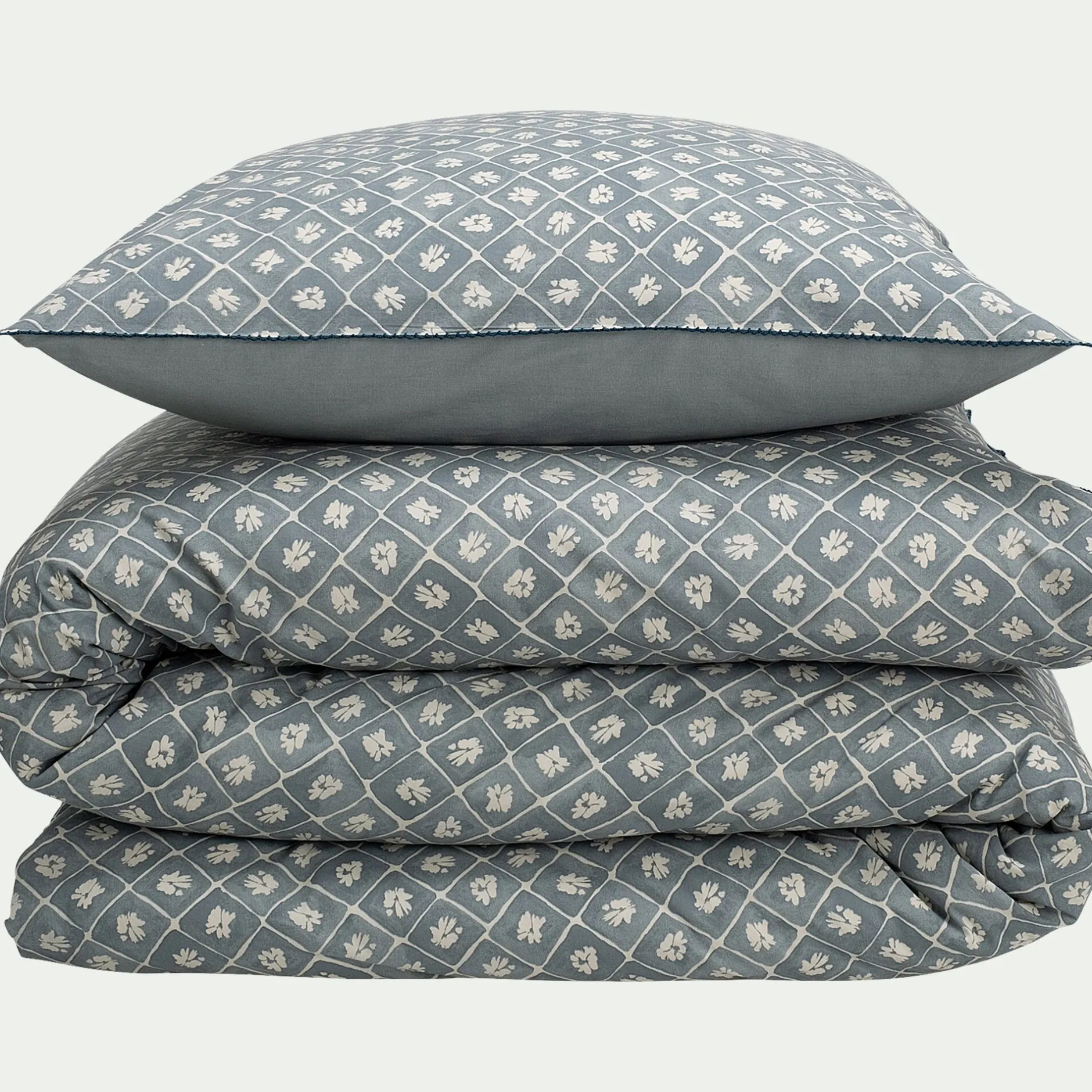 Parure De Lit*alinea Housse de couette 240x220cm et 2 taies d'oreiller 63x63cm en coton lavé - Bleu