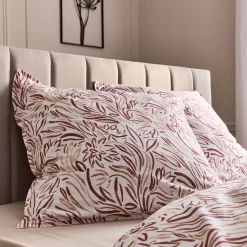 Parure De Lit*alinea Housse de couette 240x220cm et 2 taies d'oreiller 63x63cm en coton lavé motif floral abstrait - Marron